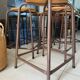 Series of 5 metal and wood workshop stools