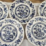 Lot de 5 assiettes à dessert en porcelaine Crown Clarence décor floral bleu