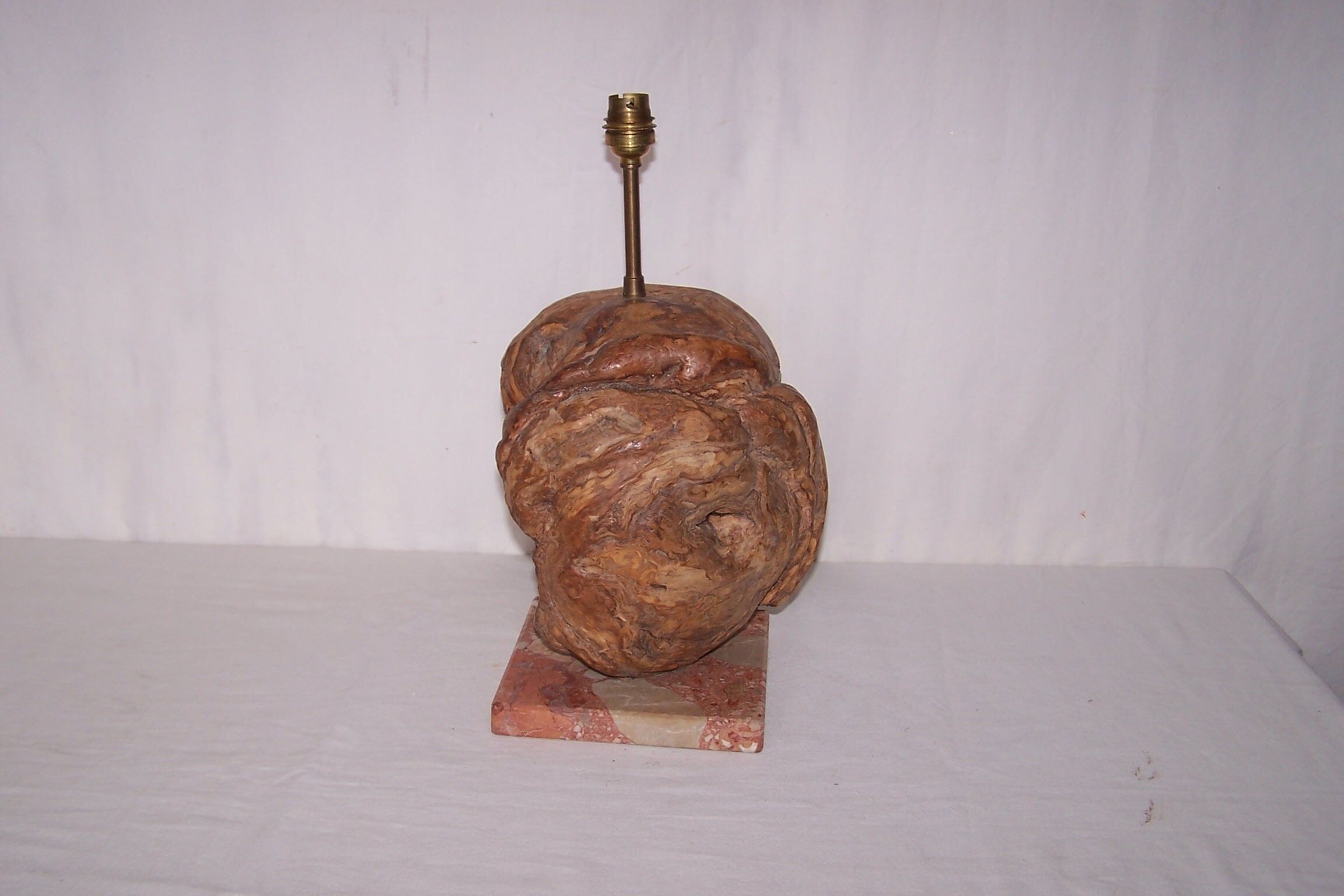 Sculptural lamp wood - marble - 60s