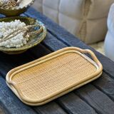 Large rattan and cane tray