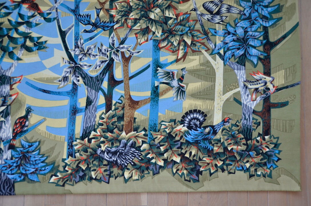 Silkscreened tapestry "The Forest" by Robert Debiève