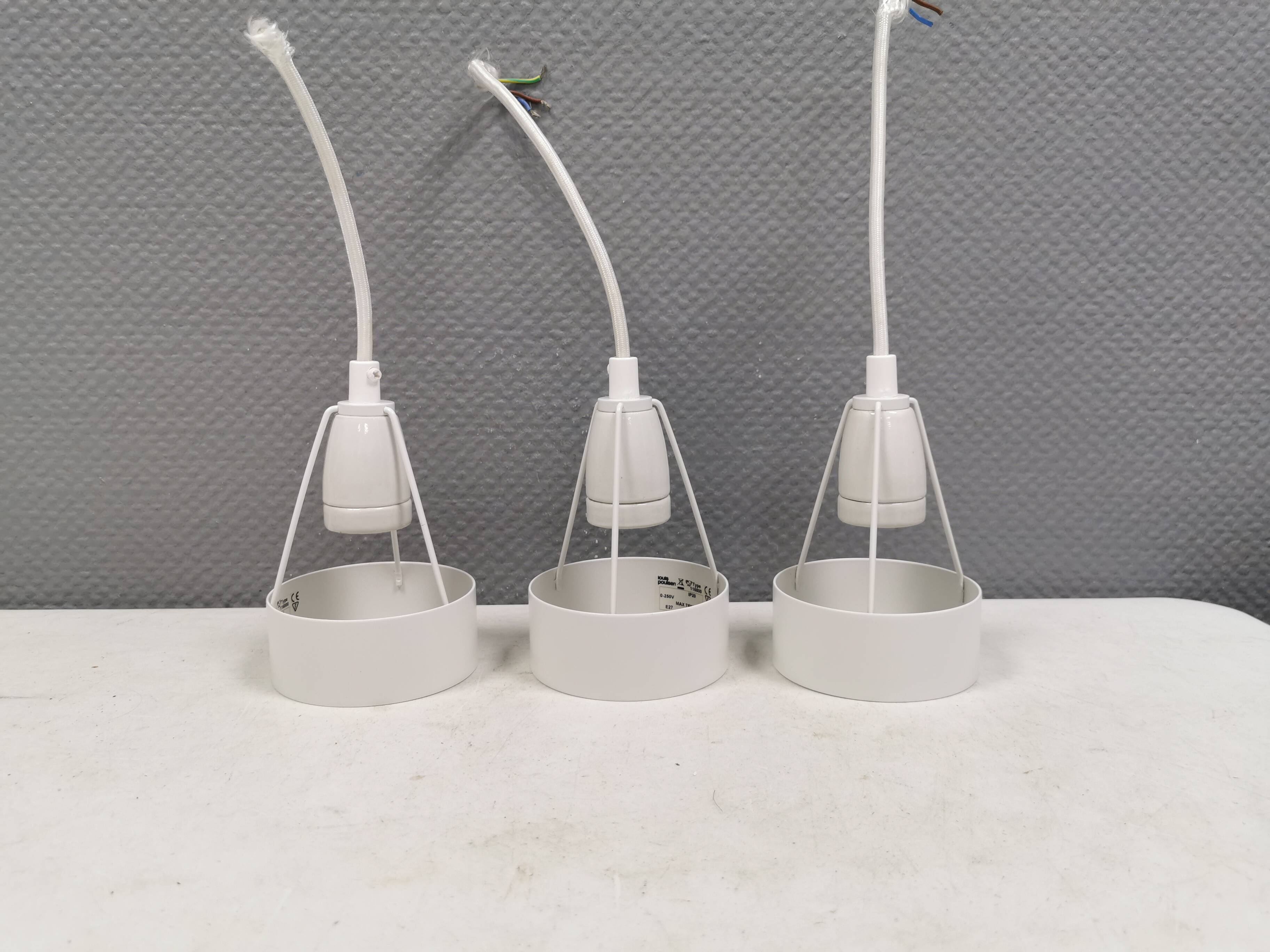 Three hanging lamps by Erik Møller for Louis Poulsen 1980s. Model "Pakhus"