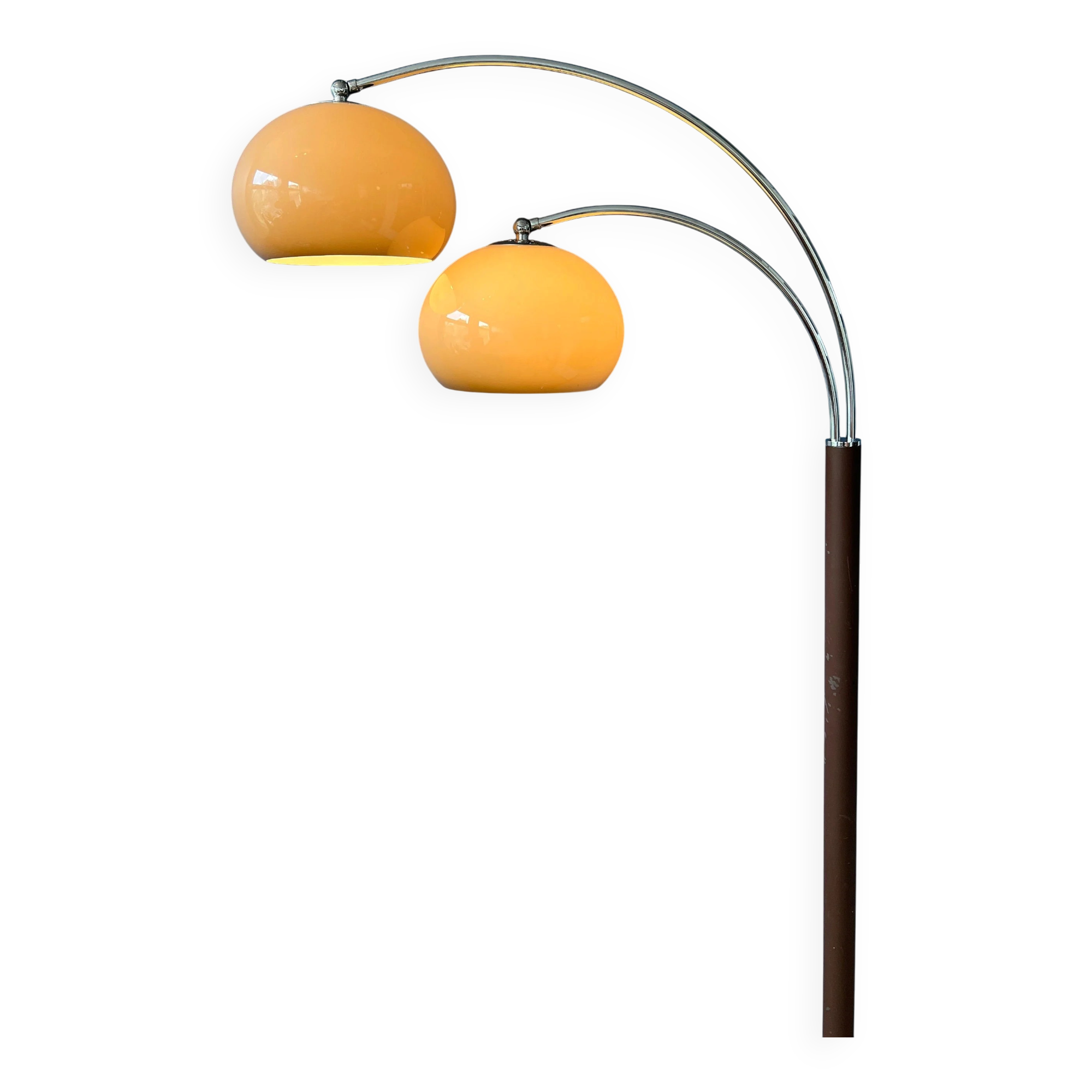 Mid-Century Dijkstra double arc floor lamp with mushroom shade