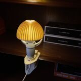 Small mushroom clip lamp Sarlam beige plastic vintage night light