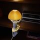 Small mushroom clip lamp Sarlam beige plastic vintage night light