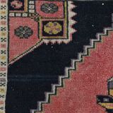 Tapis vintage oriental fait main rose et crème 4x7, 130x225 cm