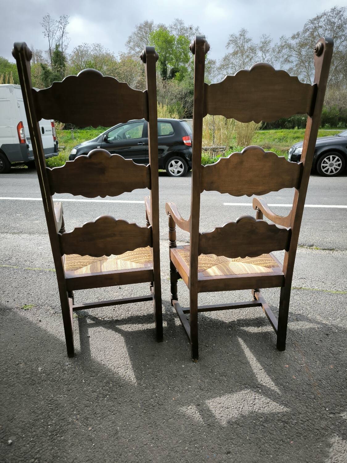 Pair of large, heavy armchairs from the late 19th century