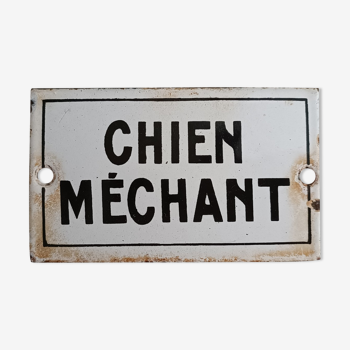 Plaque émaillée "Chien méchant"