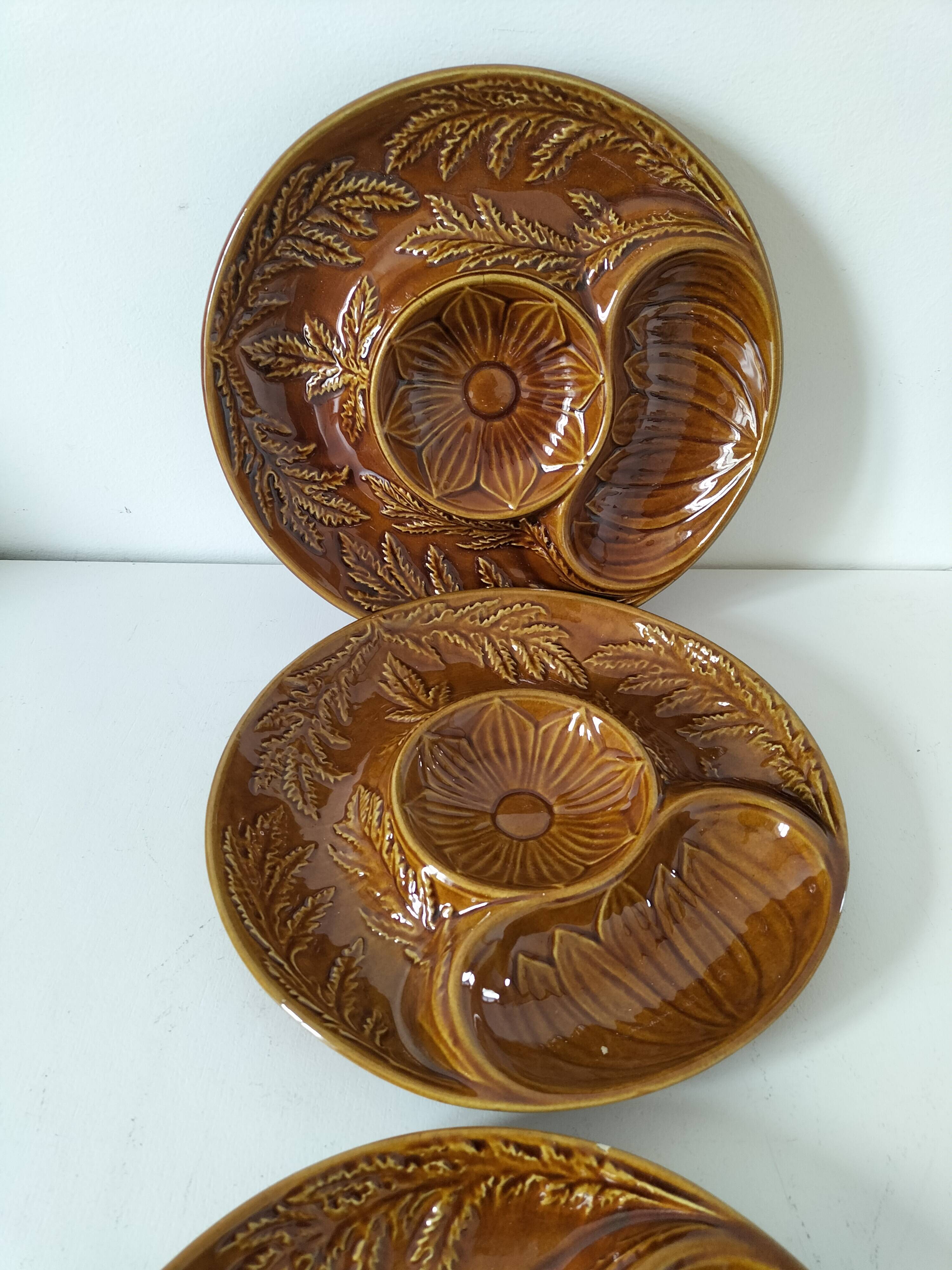 Trio of vintage Sela Portugal barbotine plates from the 60s