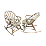 Pair of rattan rocking chairs