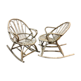 Pair of rattan rocking chairs