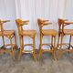 Set of 4 Vintage Bentwood High Pub Chairs with Armrests / Natural Wood Colo