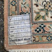 Tapis persan beige laine cachemire d'Inde fait main 127x190cm