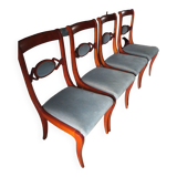 Rare - Set of 4 Louis Philippe/restoration style chairs with medallion - Blue / cherry color