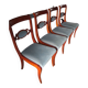 Rare - Set of 4 Louis Philippe/restoration style chairs with medallion - Colour blue / cherry wood