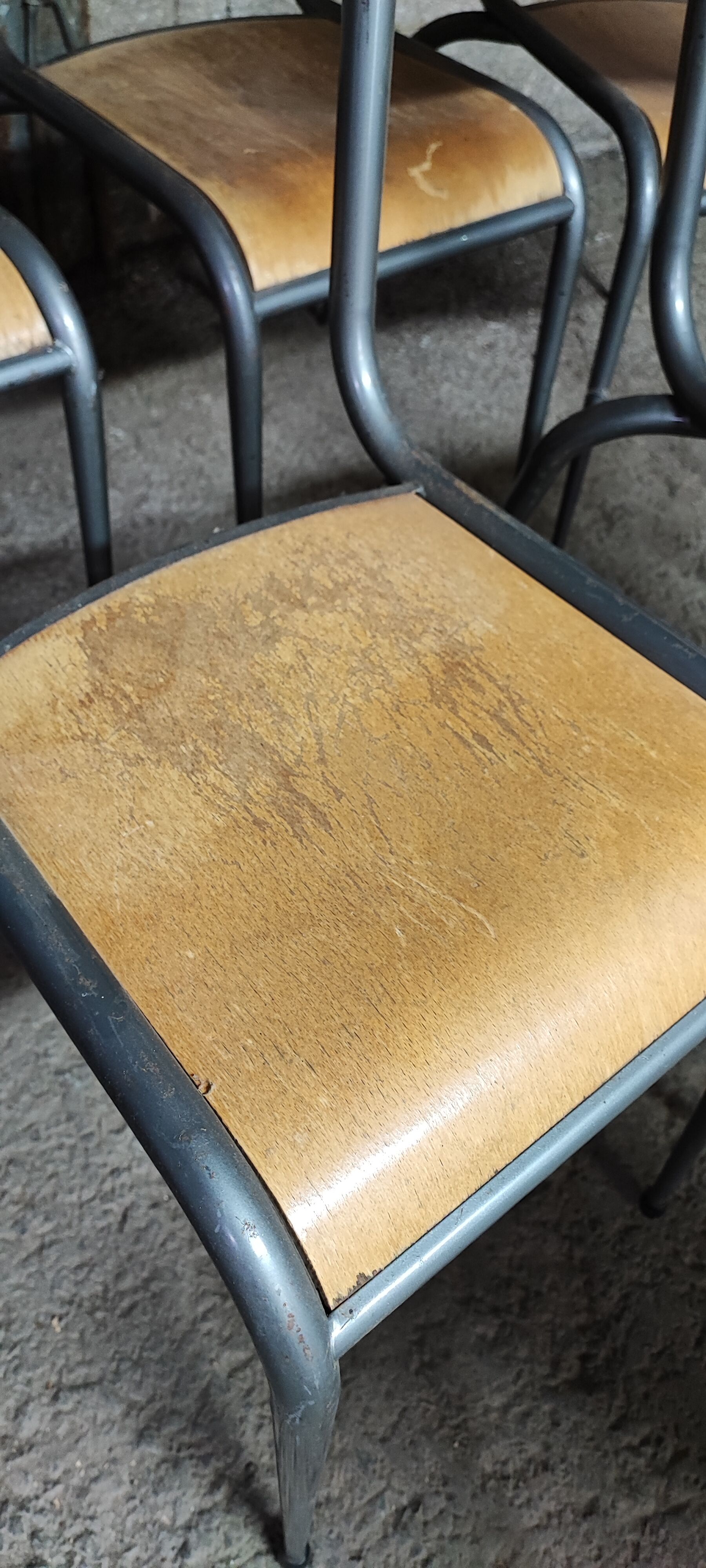 Six Mullca School Chairs 510 feet tapered