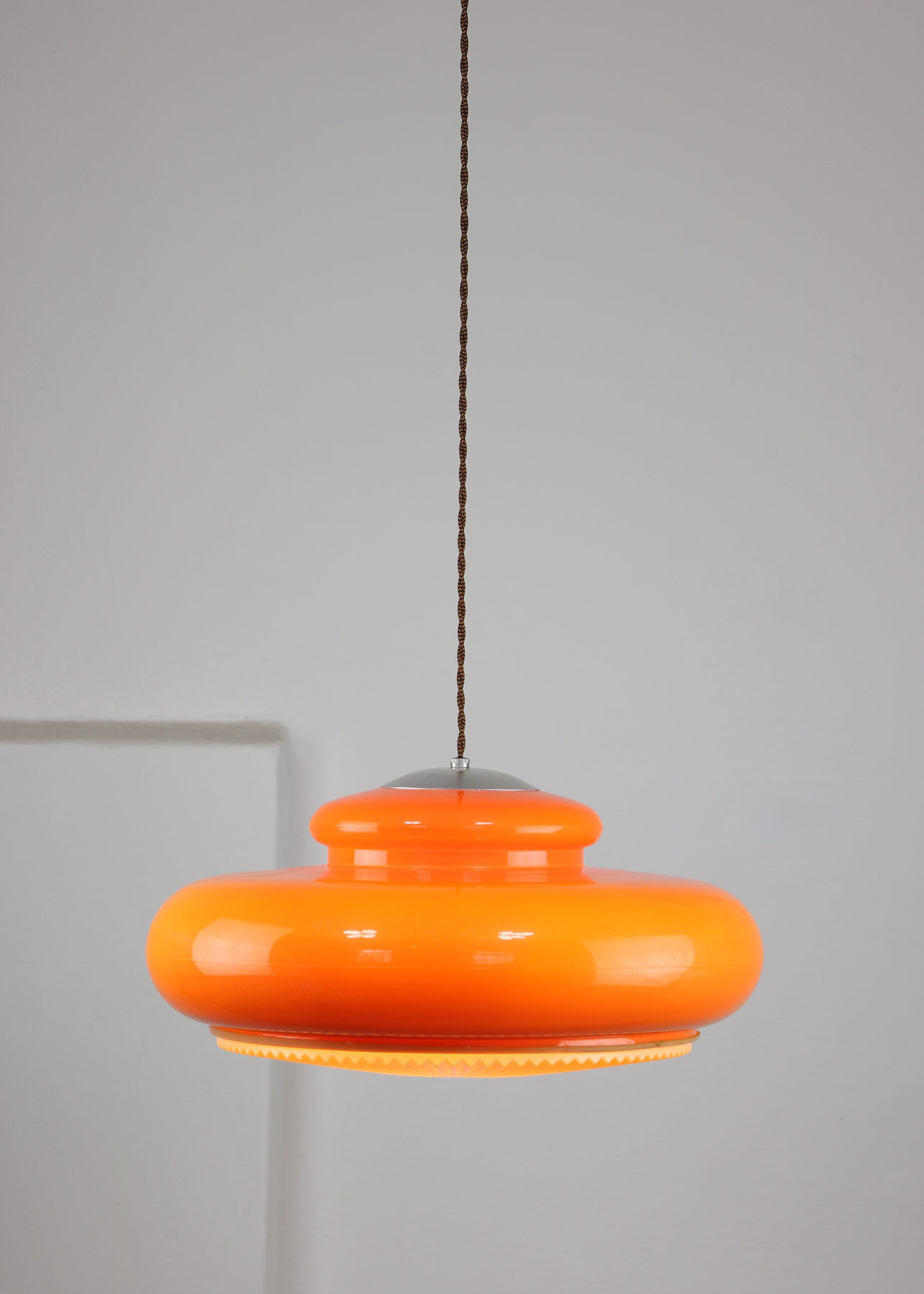 Mid-century acrylic italian orange pendant lamp