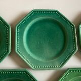Set of 5 octagonal plates glazed clay beads 1950