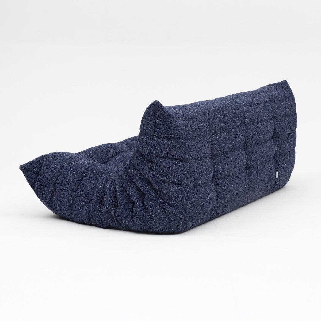 Togo three-seater sofa in dark blue boucle by Michel Ducaroy for Ligne Roset