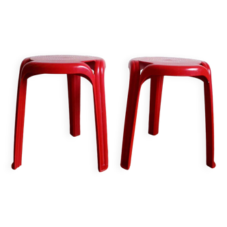 Paire de tabourets Stamp par Henry Massonnet, vers 1970.