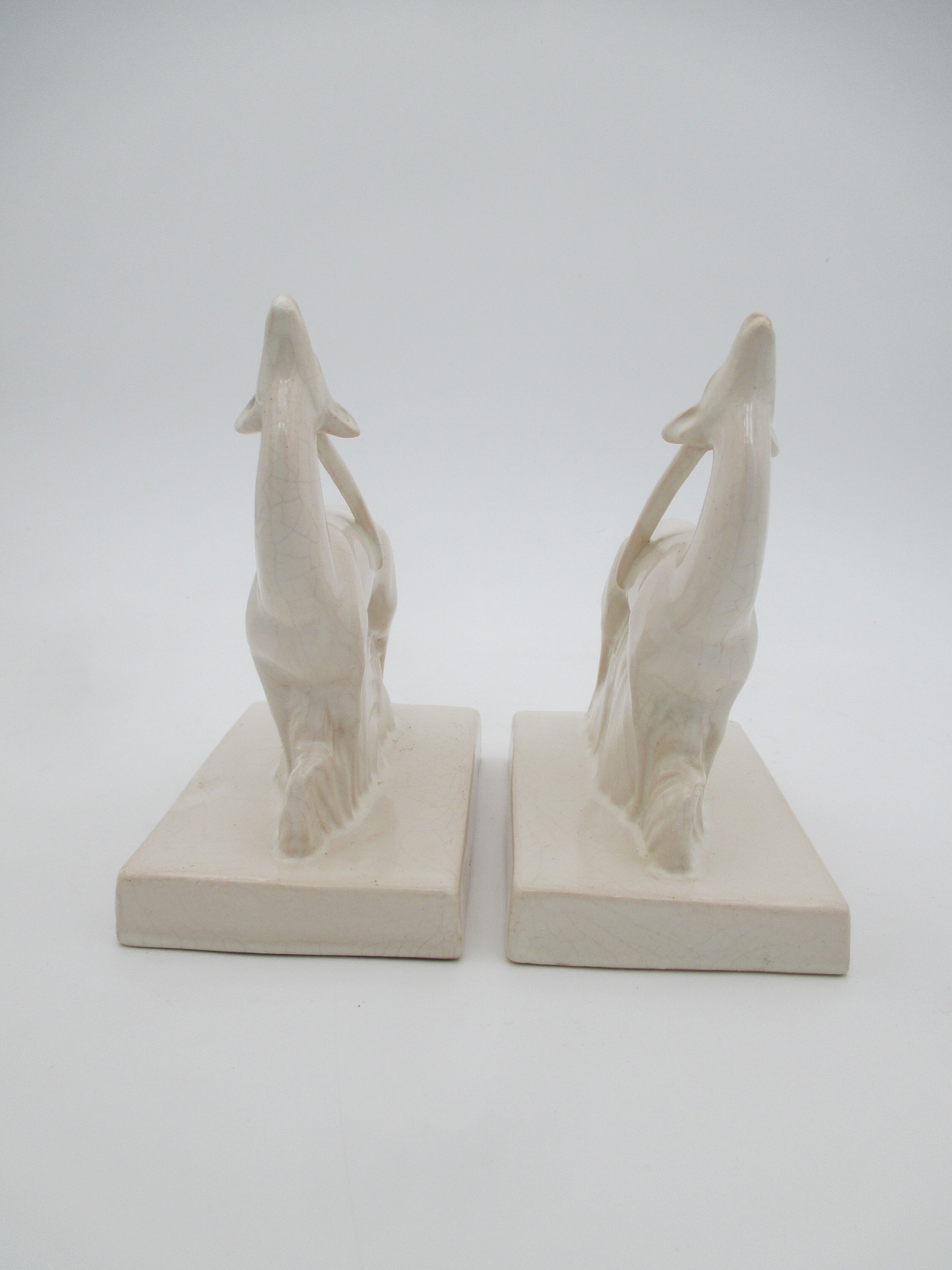 Greenhouse books ceramic cracked Antilopes signed Henri Delcourt art deco