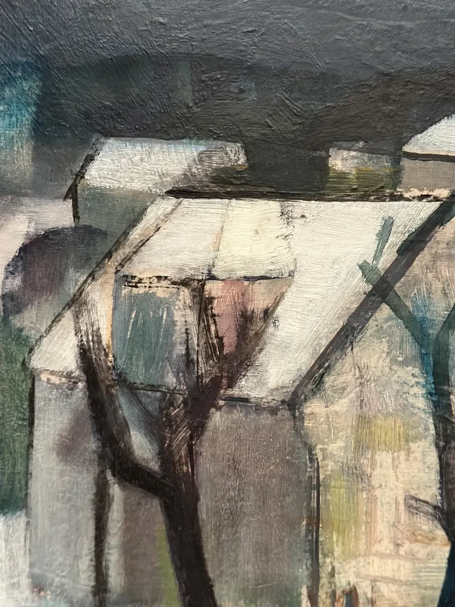 Original Swedish Oil on Canvas – "Winter Night in the City" by Helmer Forslund – Signed – Vintage and Framed – 45 × 37 cm (17.7" × 14.6")
