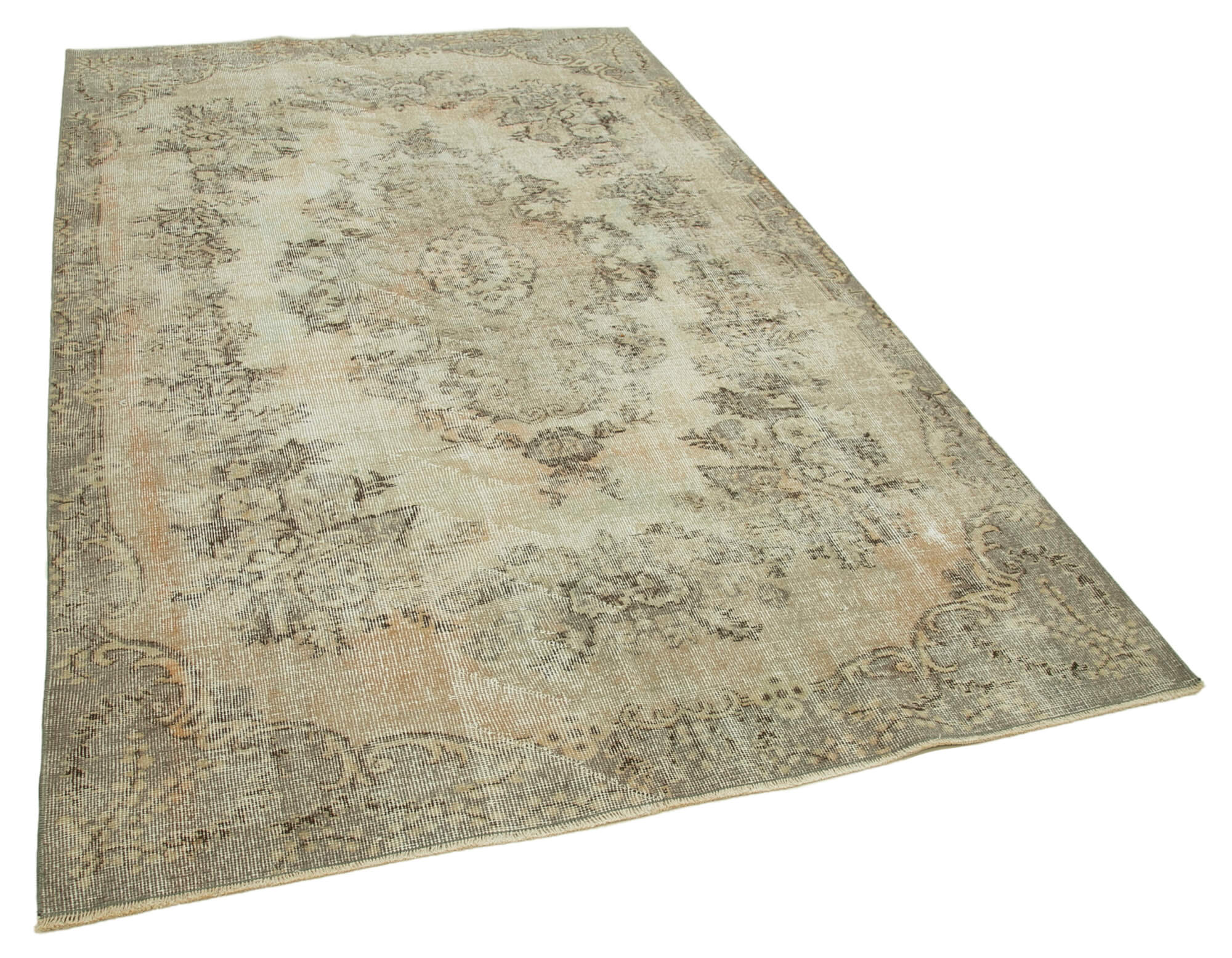 Anatolian handwoven vintage 1970s beige carpet 160 cm x 264 cm