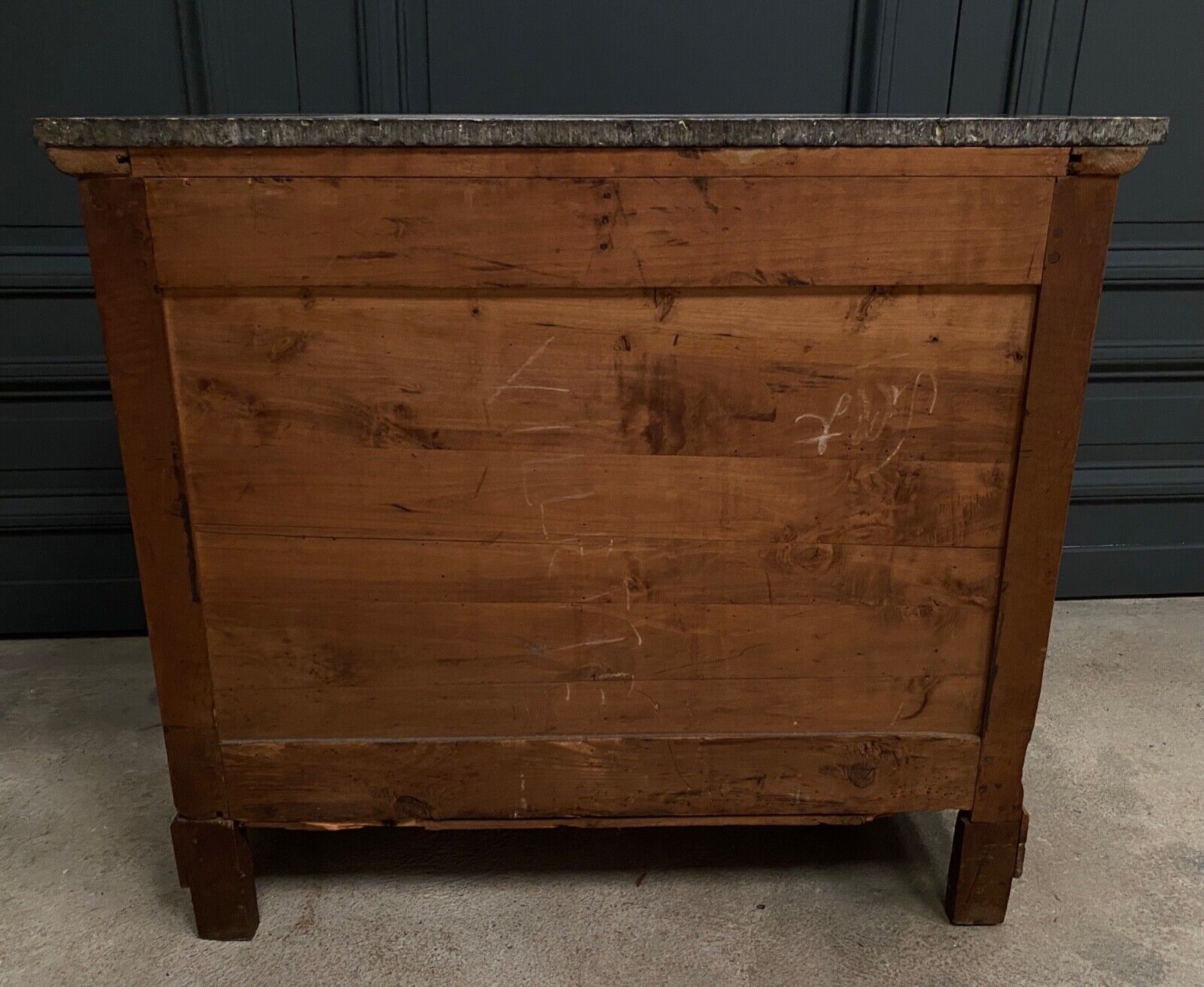 Chest of drawers walnut 5 drawers Louis Philippe 1900 marble of Sainte-Anne