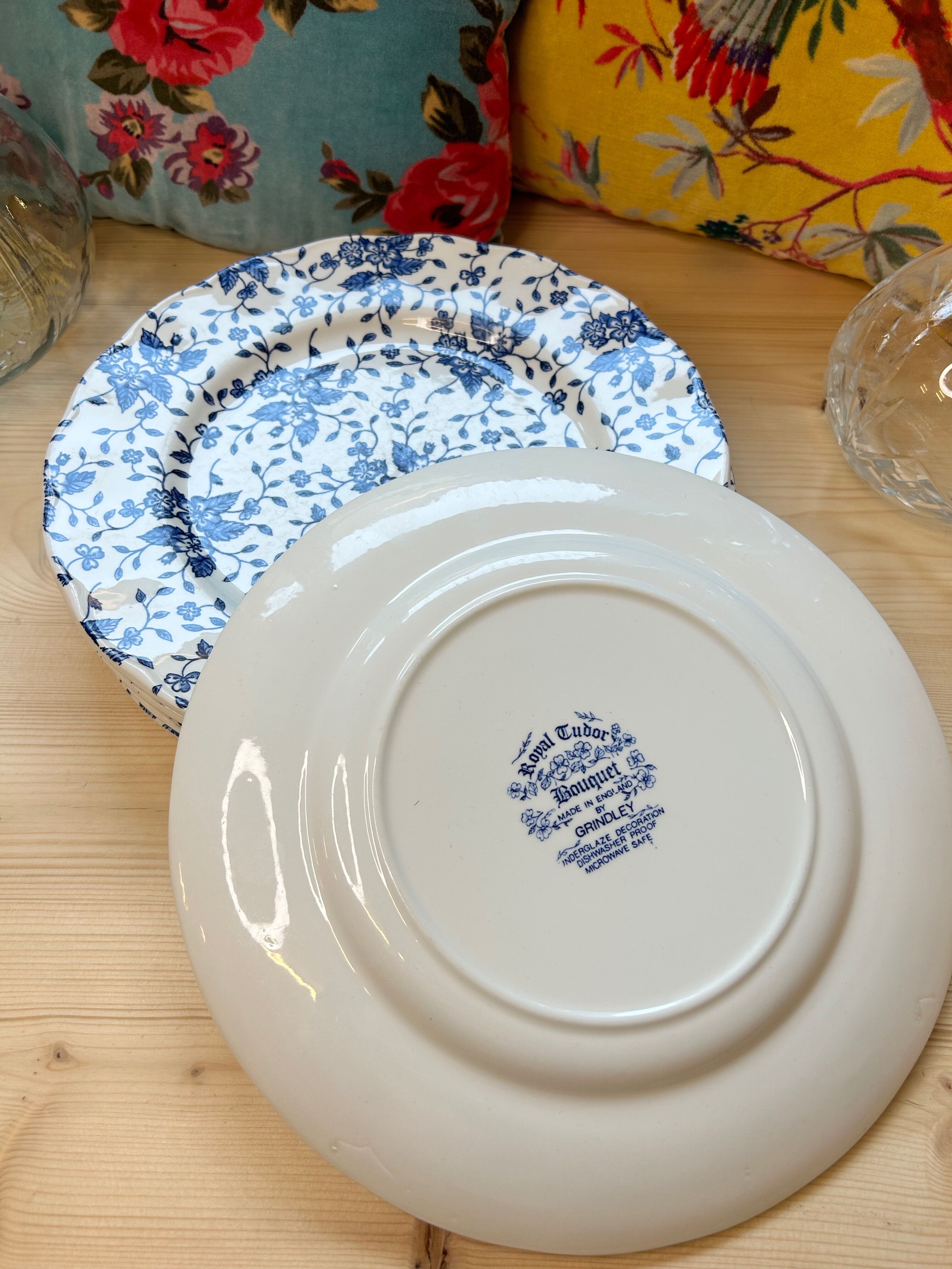 Blue Flower Plates Tudor Royal Grindley