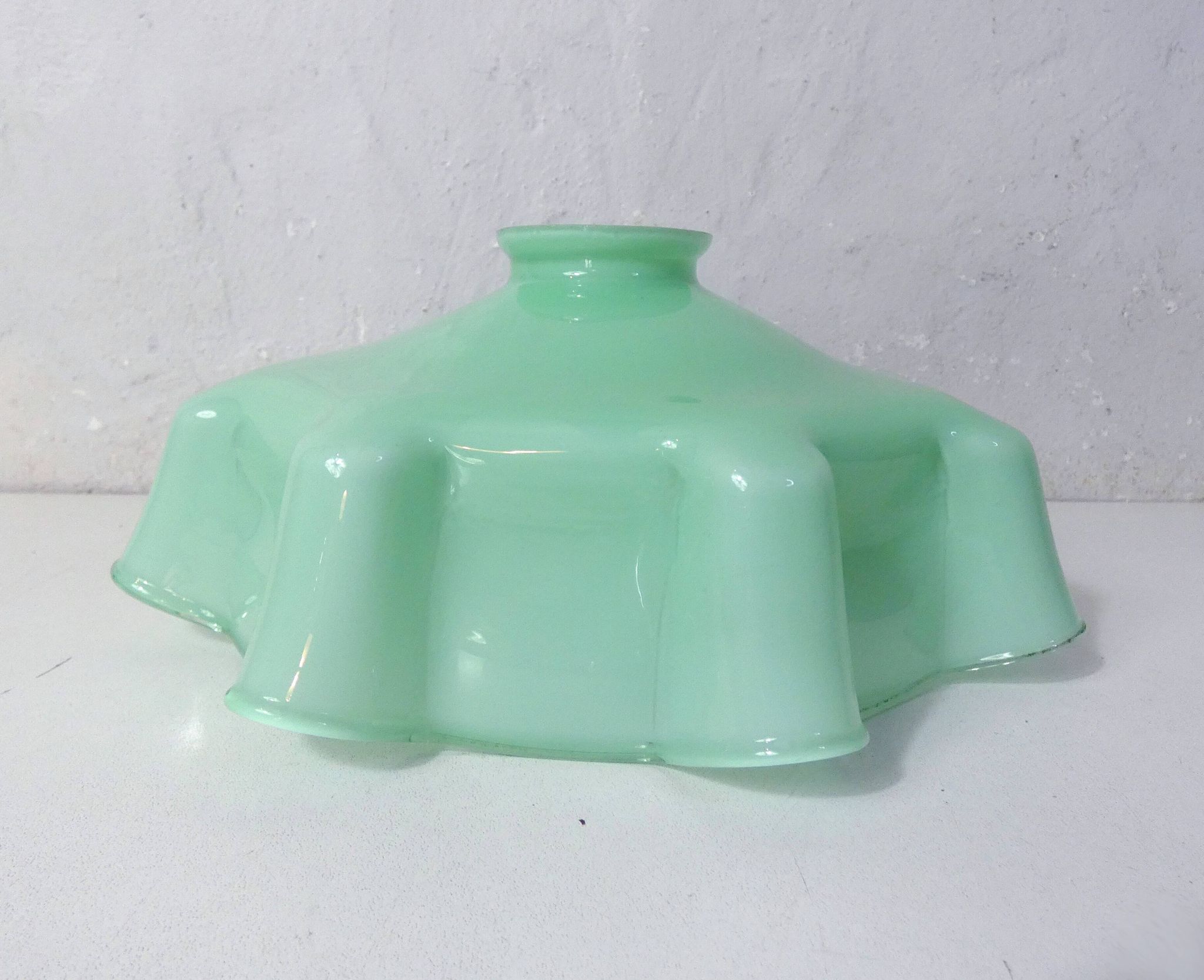 Old pendant lamp opaline glass chandelier vintage mint green lampshade
