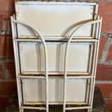 Vintage White Broken Metal Folding Shelf Unit 3 Tiers