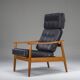 Mid-Century Modern FD 164 Armchair in Teak and Black Leather by Arne Vodder