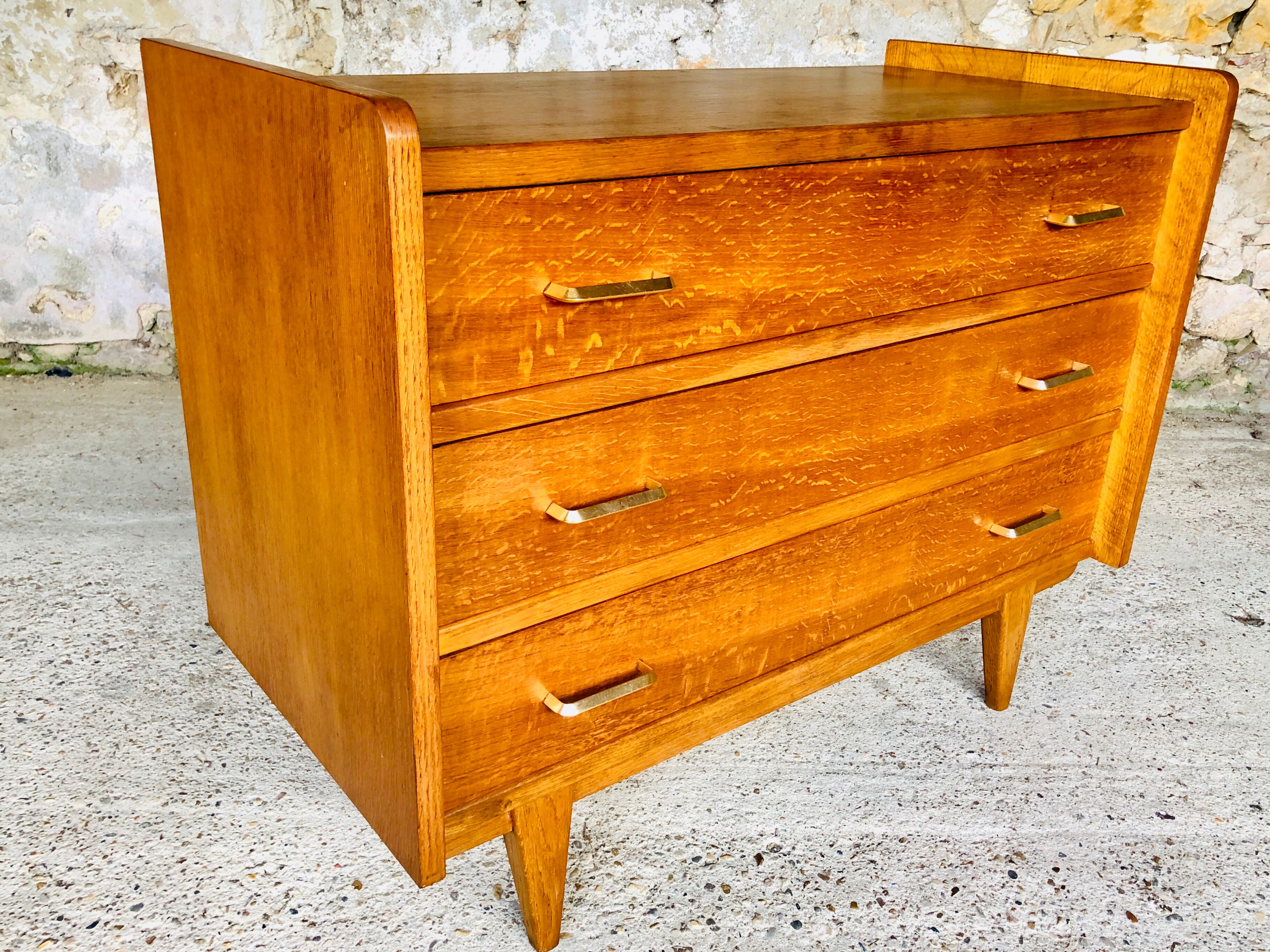 Oak chest of drawers, Scandinavian style, circa 60