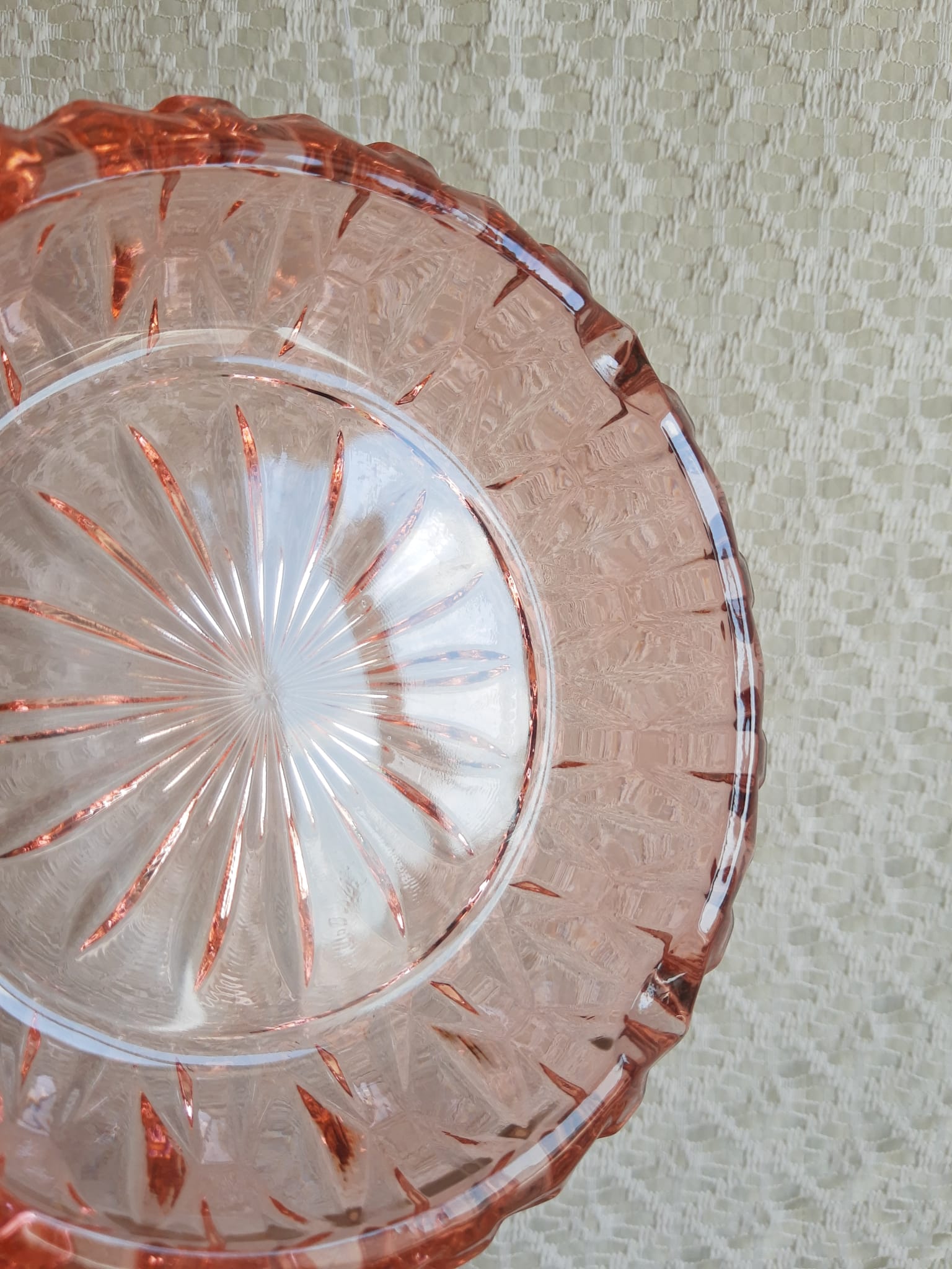 Rosaline pink chiseled glass ashtray