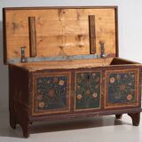 Ancienne malle de chevet à motifs floraux (c.1920) #44