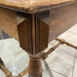 Bureau 1 tiroir en bois massif chêne pieds tournés et sculptés 89x62cm