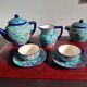 Cloisonné enamel tea service from Longwy in excellent condition.