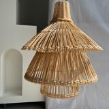 Rattan pendant lamp or light in the shape of an Asian lantern