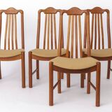 Set of 4 Danish Teak Dining Chairs 1960s, Mid Century Vintage Chairs, Beige