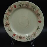 4 assiettes plates motif coeur et couronne rouge