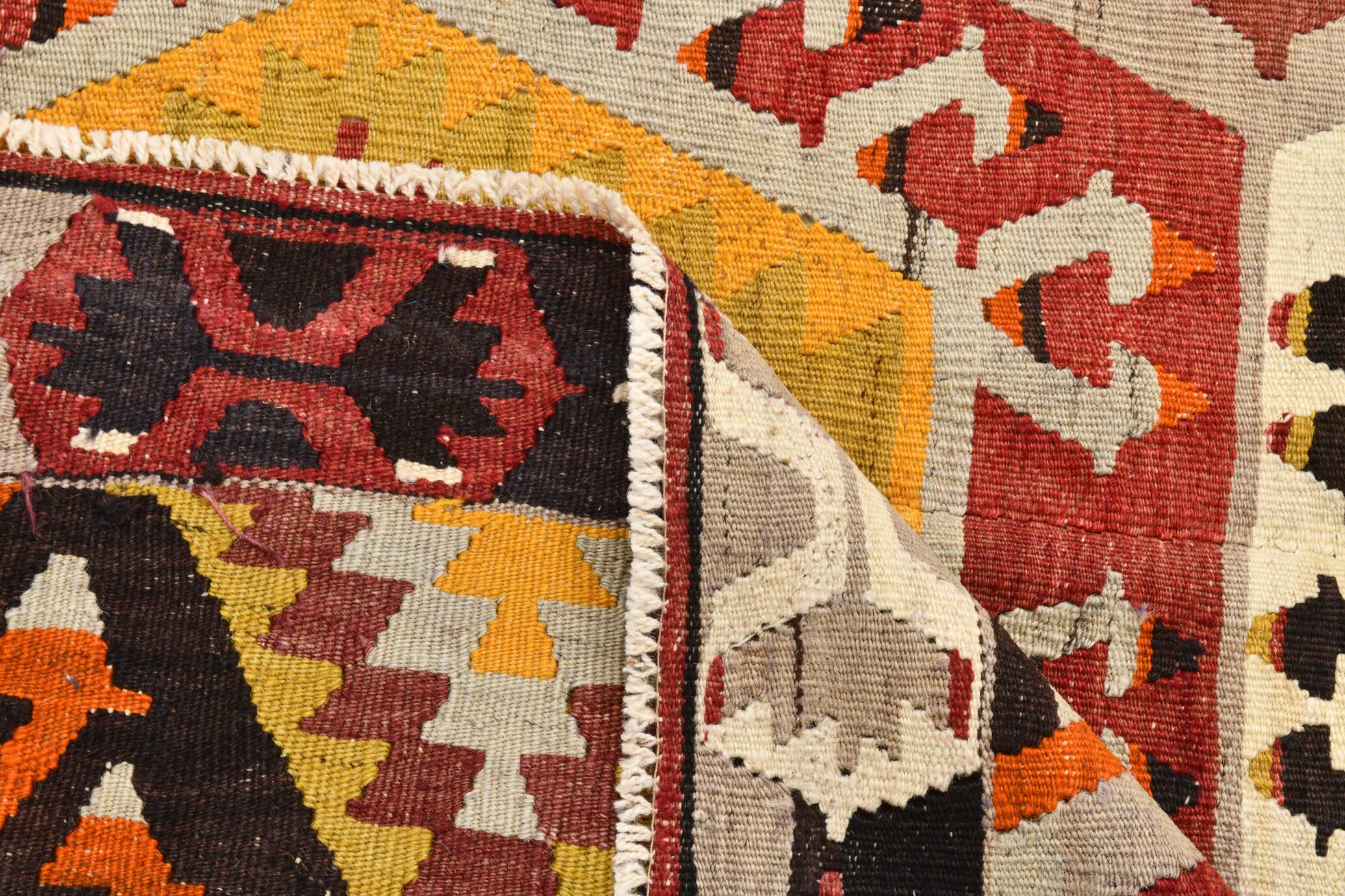 6x9 Colorful Handmade Geometric Kilim Rug, 182x283Cm