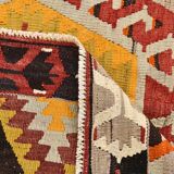 6x9 Colorful Handmade Geometric Kilim Rug, 182x283Cm