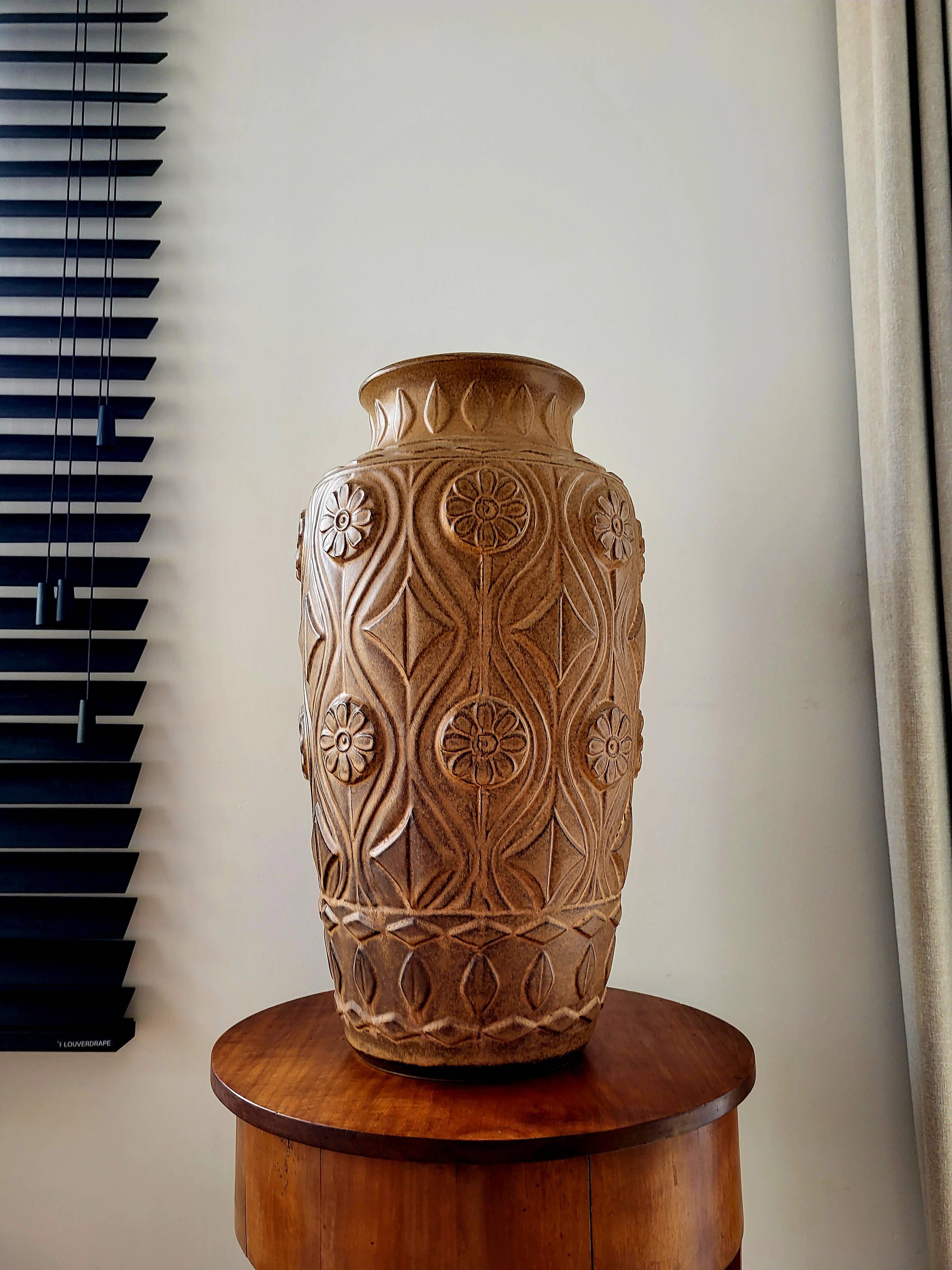 Vase vintage XXL, céramique, Bay, numéroté 76/50, Allemagne de l'Ouest