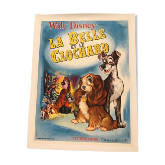 Affiche vintage la  belle et le clochard  entoilée 60x 80cm saint marton