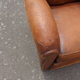 Pair of leather club armchairs