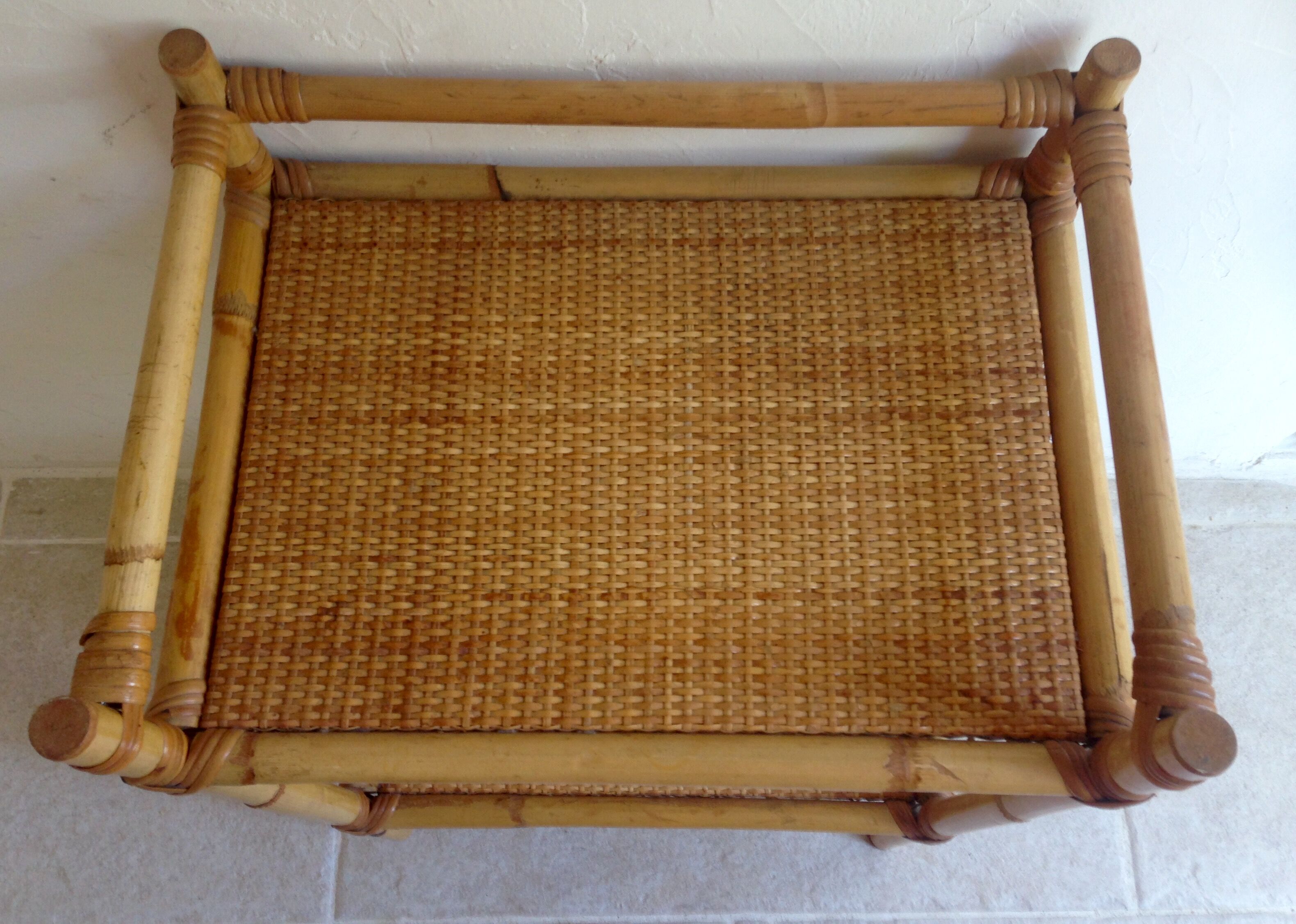 Bedside table vintage rattan