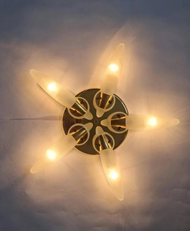 Midcentury Rare Wall or Ceiling Lamp Eglo, Flushmount, Sputnik, Austria, 1980s