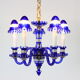 1940s Blue All Glass Chandelier, Czechoslovakia