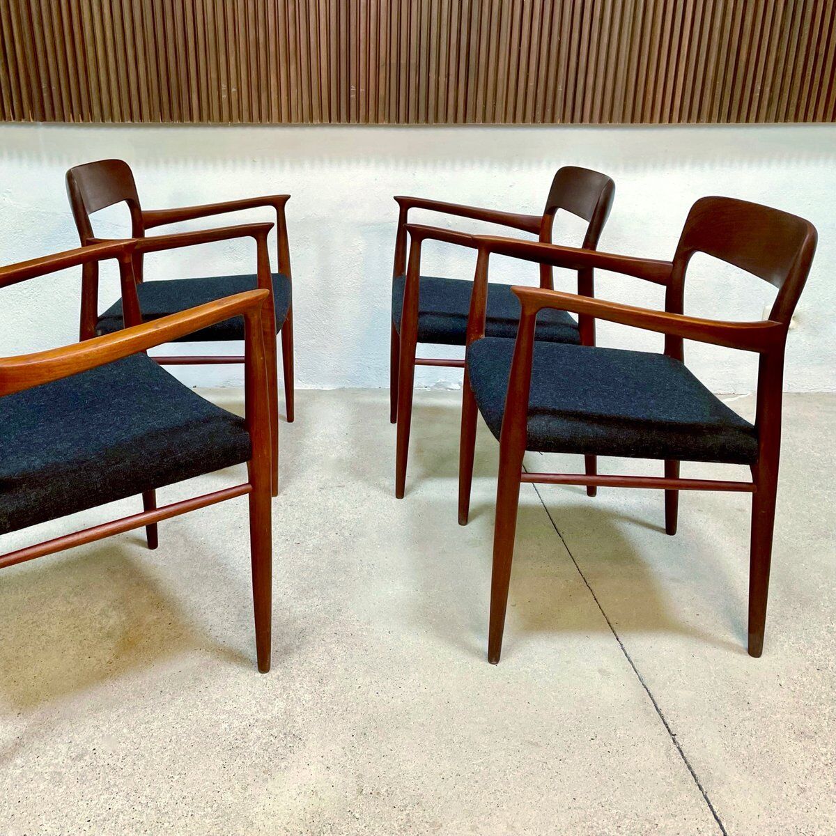Danish teak model 56 chairs by Niels O. Møller for J.L. Møllers, 1954, set of 4