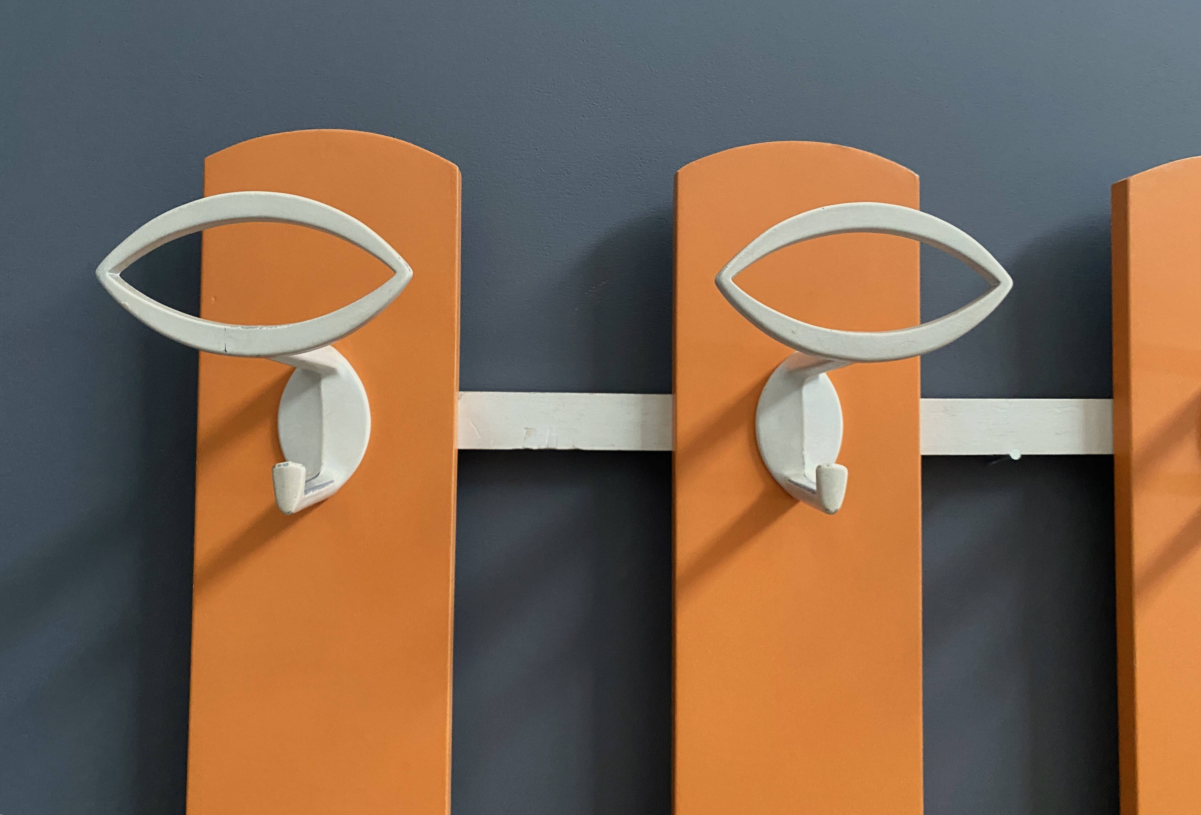 Orange wall unit Coat rack 1970s by ED Design